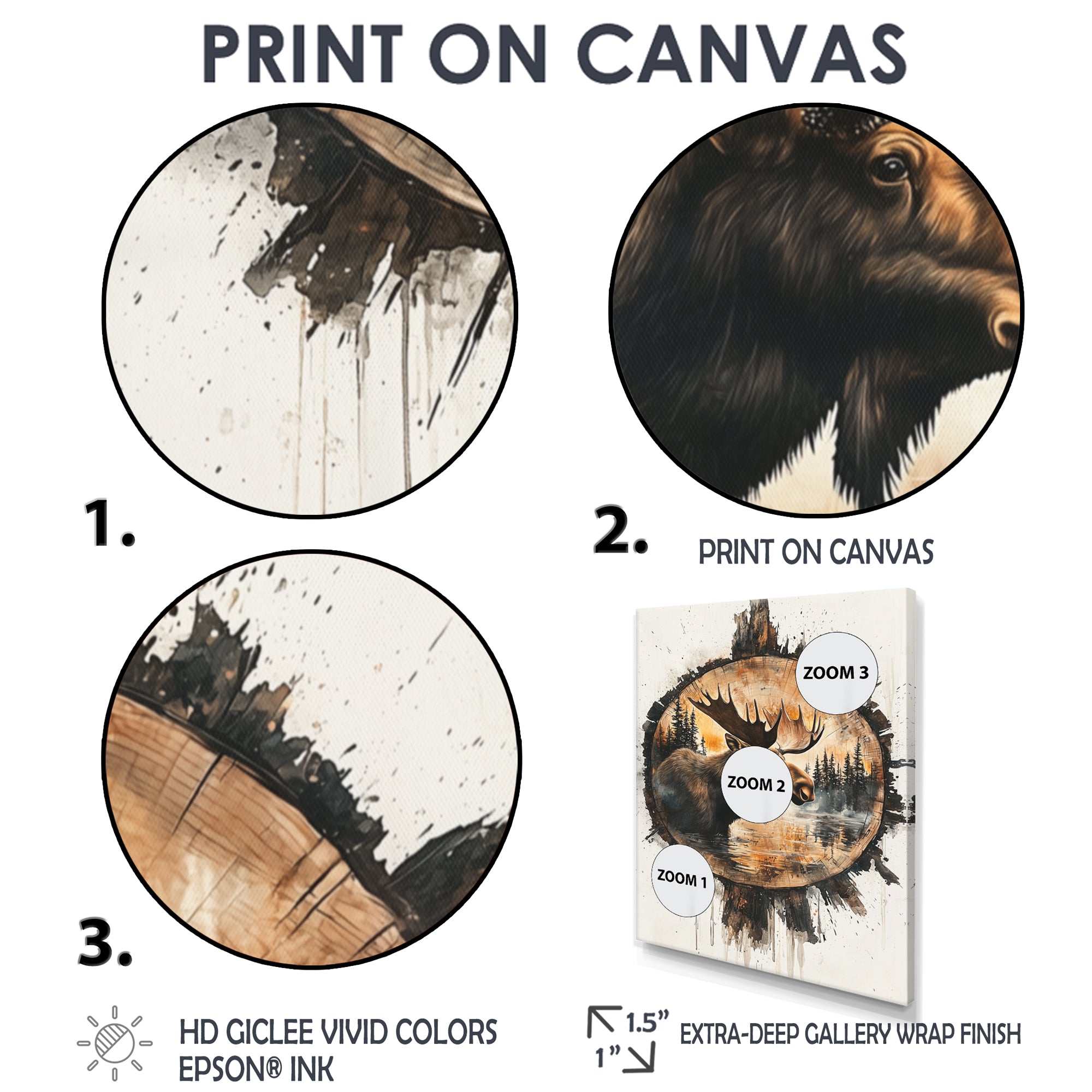 Canadian Moose Portrait In A Lake Landscape - Moose Large Canvas Wall Art