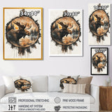 Canadian Moose Portrait In A Lake Landscape - Moose Large Canvas Wall Art