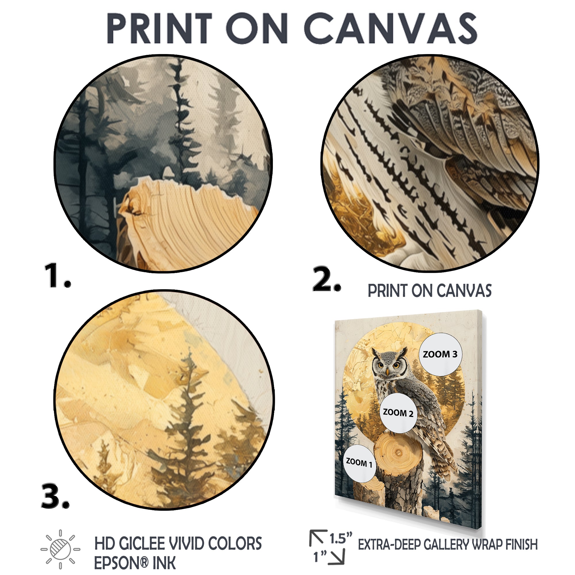 Owl Into Golden Forest Landscape - Owl Wall Art Prints