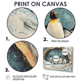 Penguin Family In A Winter Landscape - White Penguin Wall Art