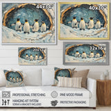 Penguin Family In A Winter Landscape - White Penguin Wall Art