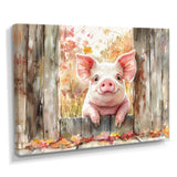 Pig Portrait At The Barn - Pig Large Canvas Wall Art
