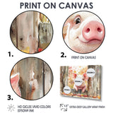 Pig Portrait At The Barn - Pig Large Canvas Wall Art