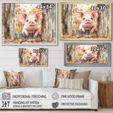 Pig Portrait At The Barn - Pig Large Canvas Wall Art