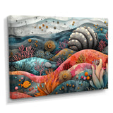 Abstract Aquarium Sea Urchin And Coral Horizon - Sea Urchin Large Canvas Wall Art