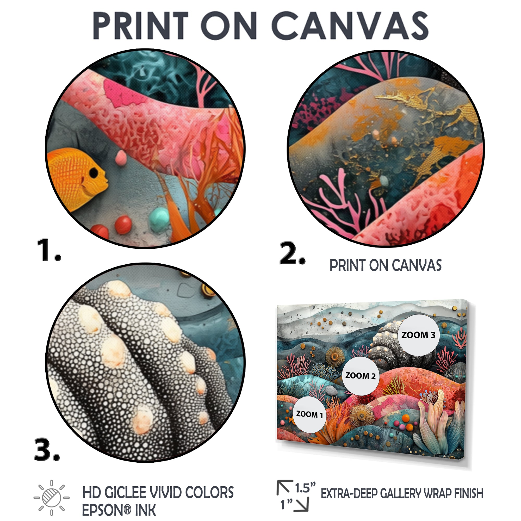 Abstract Aquarium Sea Urchin And Coral Horizon - Sea Urchin Large Canvas Wall Art