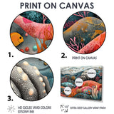 Abstract Aquarium Sea Urchin And Coral Horizon - Sea Urchin Large Canvas Wall Art