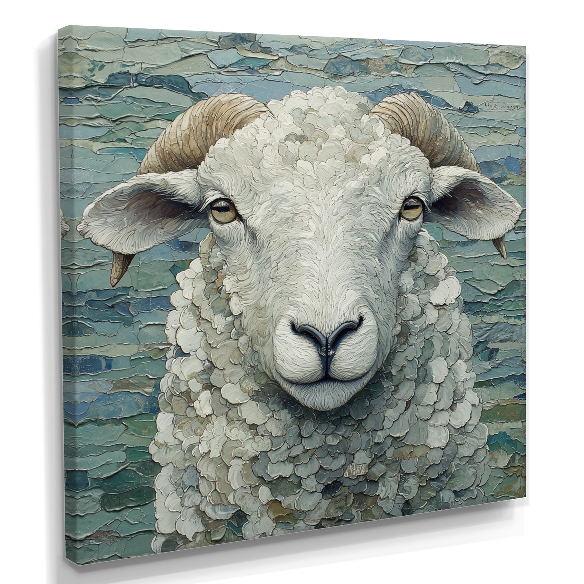 Ewes Gaze Of Sheep Portrait - Sheep Canvas Wall Art