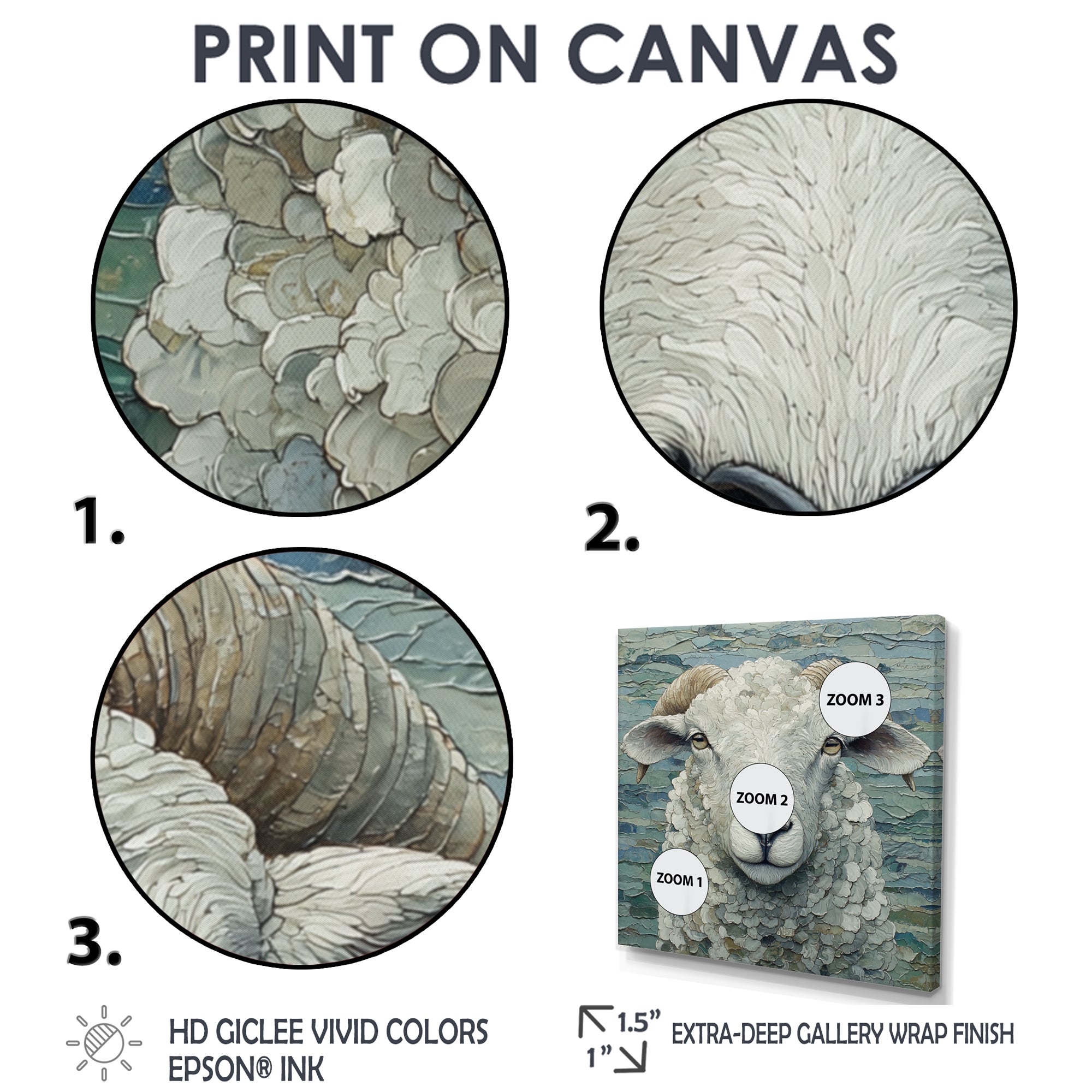 Ewes Gaze Of Sheep Portrait - Sheep Canvas Wall Art