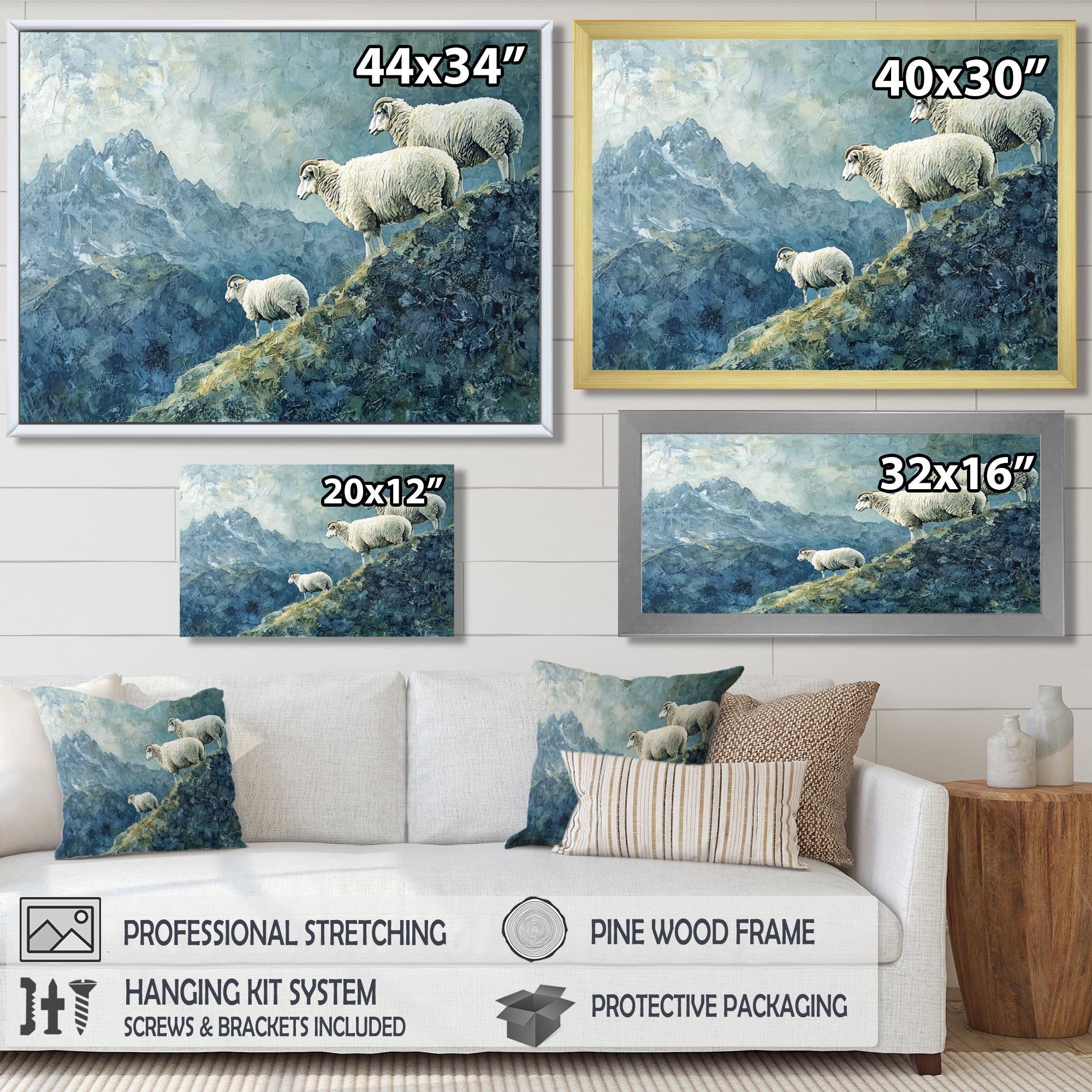 Mountain Retreat Of Sheep - Blue Sheep Wall Art