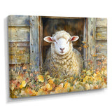 Sheep Floral Portrait At The Barn - Sheep Bedroom Wall Art