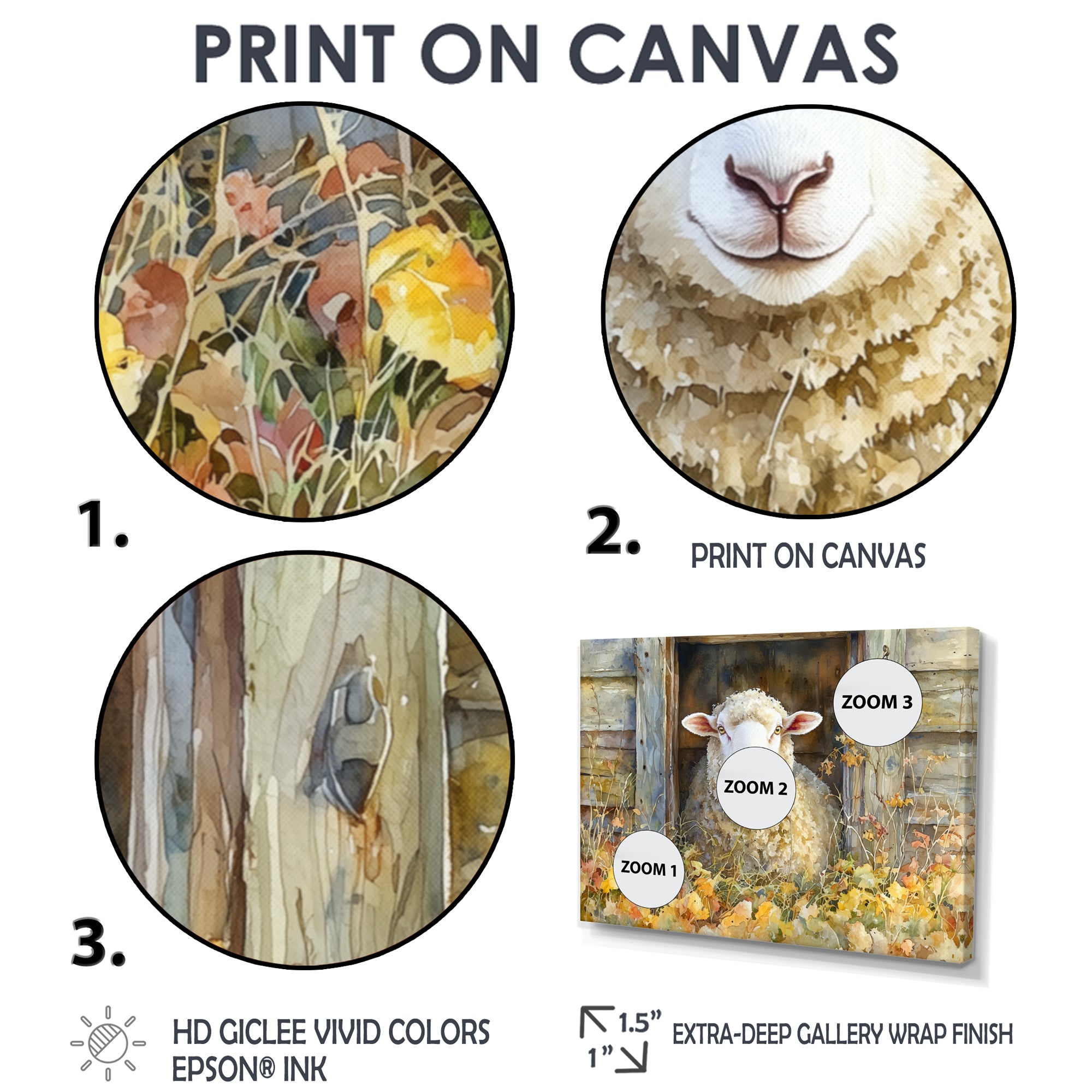 Sheep Floral Portrait At The Barn - Sheep Bedroom Wall Art