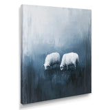 Minimalism Sheep In The Rain - White Sheep Wall Art