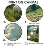 Sheep On The Hillside - Green Sheep Wall Art