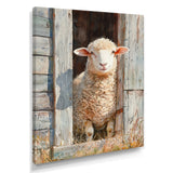 Sheep Portrait At The Barn - Sheep Canvas Wall Art