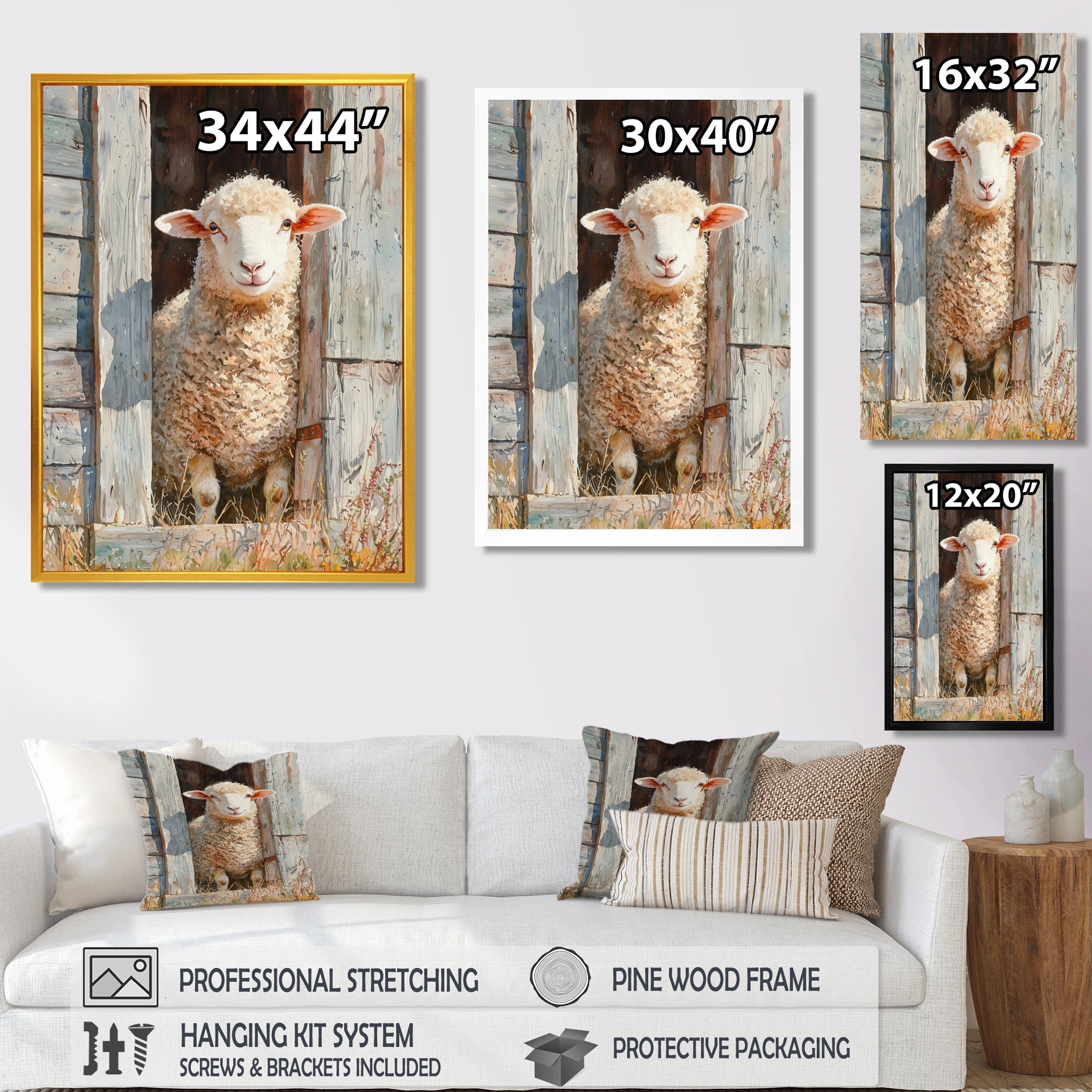 Sheep Portrait At The Barn - Sheep Canvas Wall Art