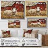 Sheep By The Old Red Farm - Sheep Wall Art Prints