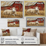 Sheep By The Old Red Farm - Sheep Wall Art Prints