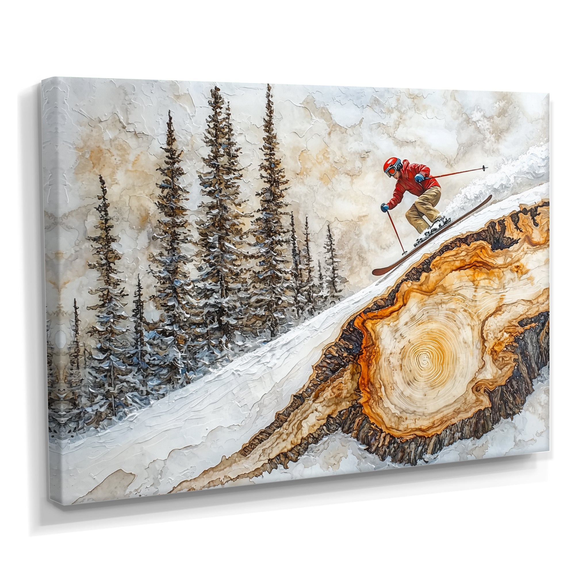 Summit Gliders Skiing In A Winter Landscape I - Skiing Canvas Wall Art
