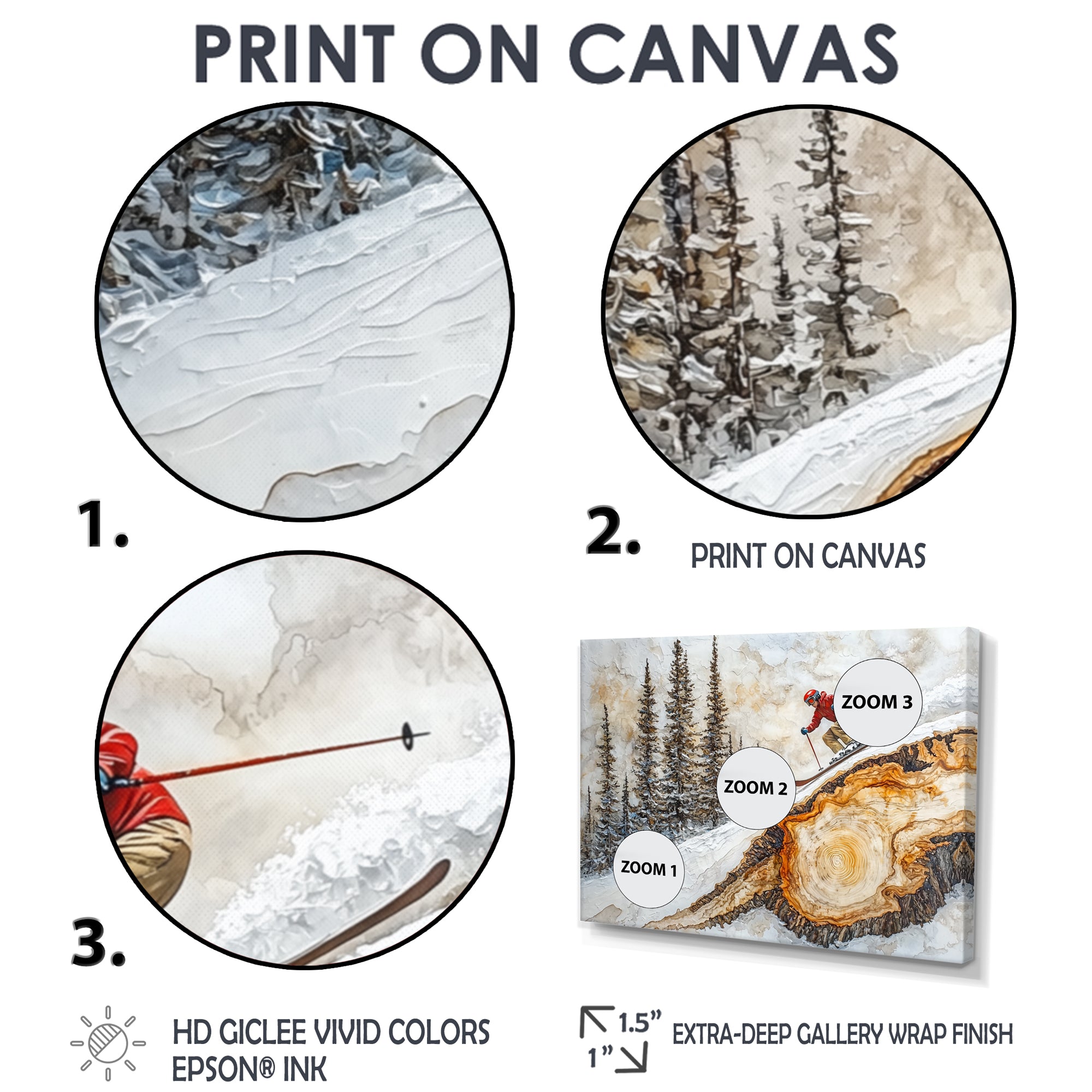 Summit Gliders Skiing In A Winter Landscape I - Skiing Canvas Wall Art