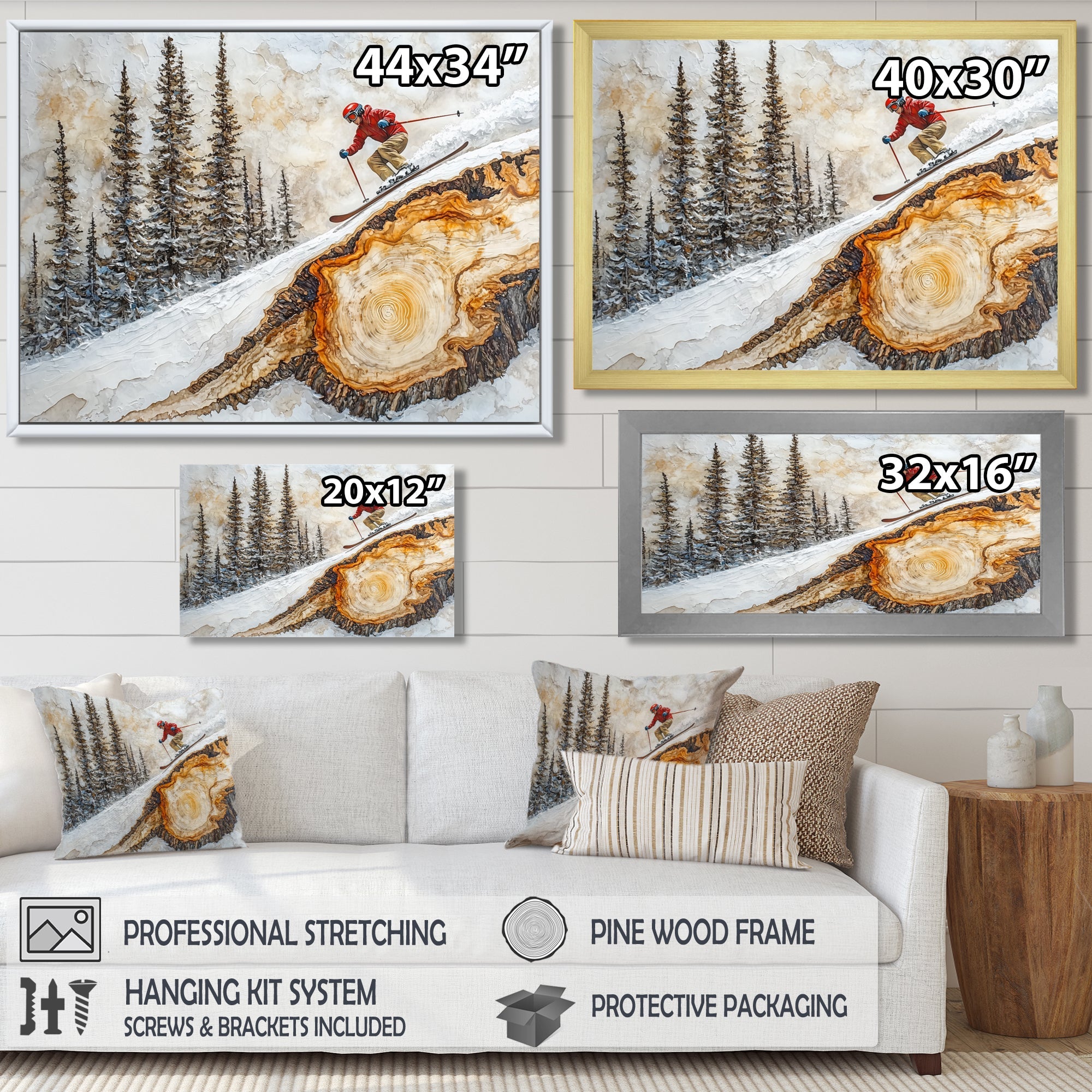 Summit Gliders Skiing In A Winter Landscape I - Skiing Canvas Wall Art
