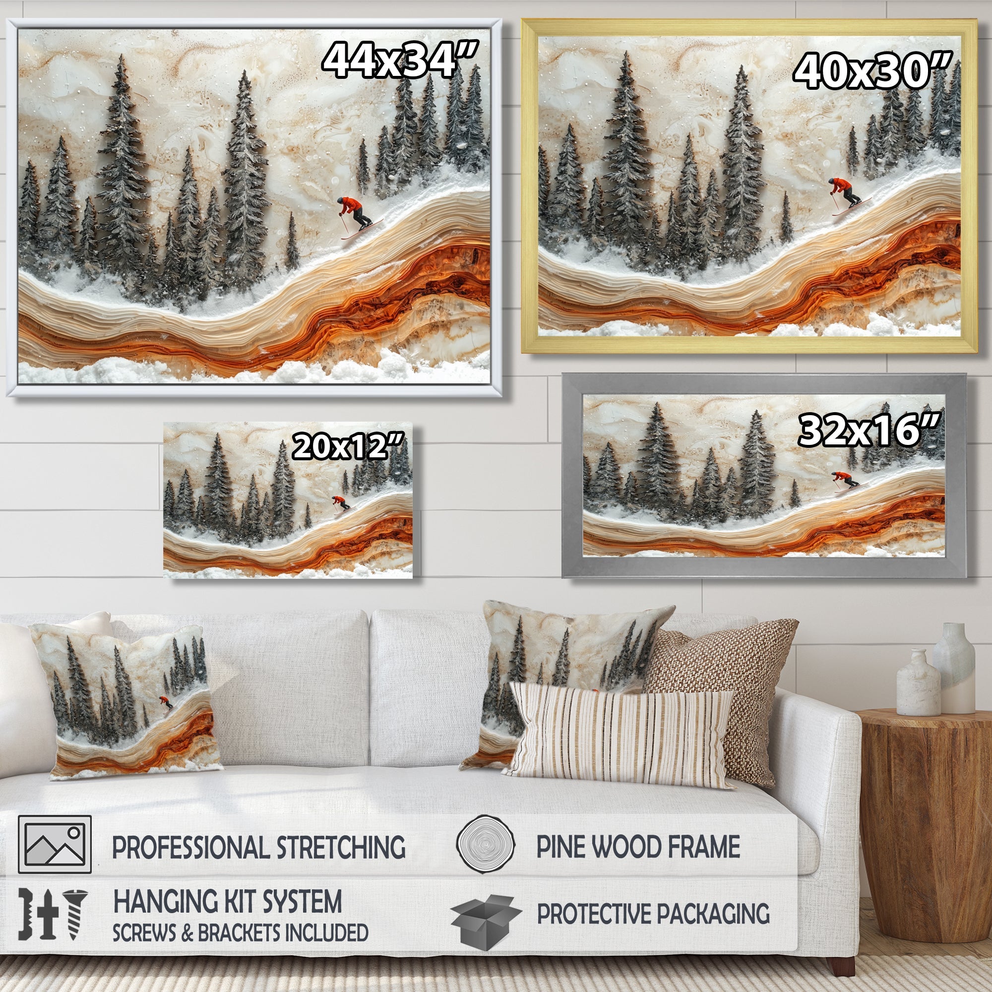 Crystal Skiing In A Winter Landscape I - Skiing Canvas Wall Art