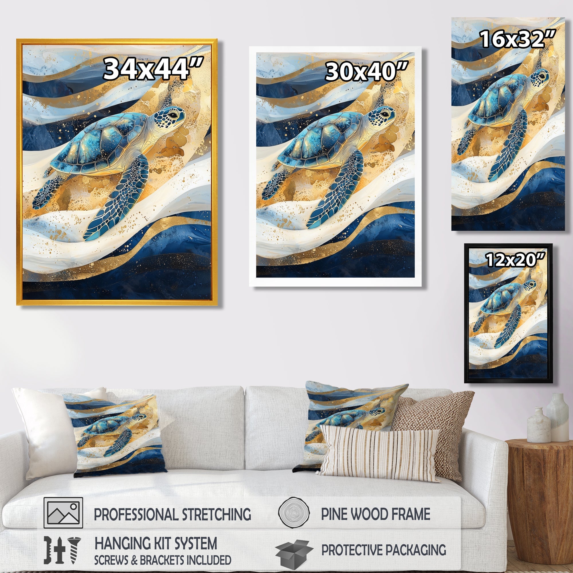 Abstract Waves Of Turtle Trails - Turtle Home Decor Art