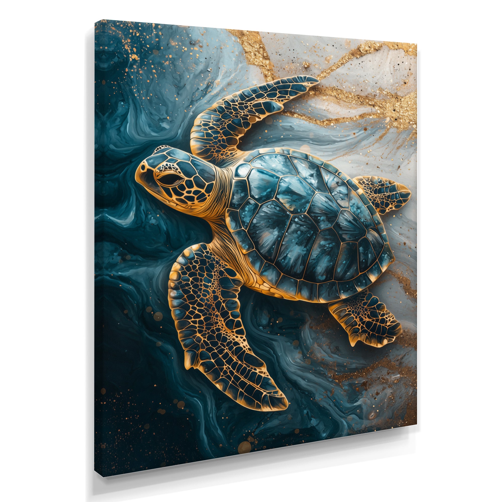 Abstract Marble Of The Turtle S Voyage - Turtle Living Room Wall Art