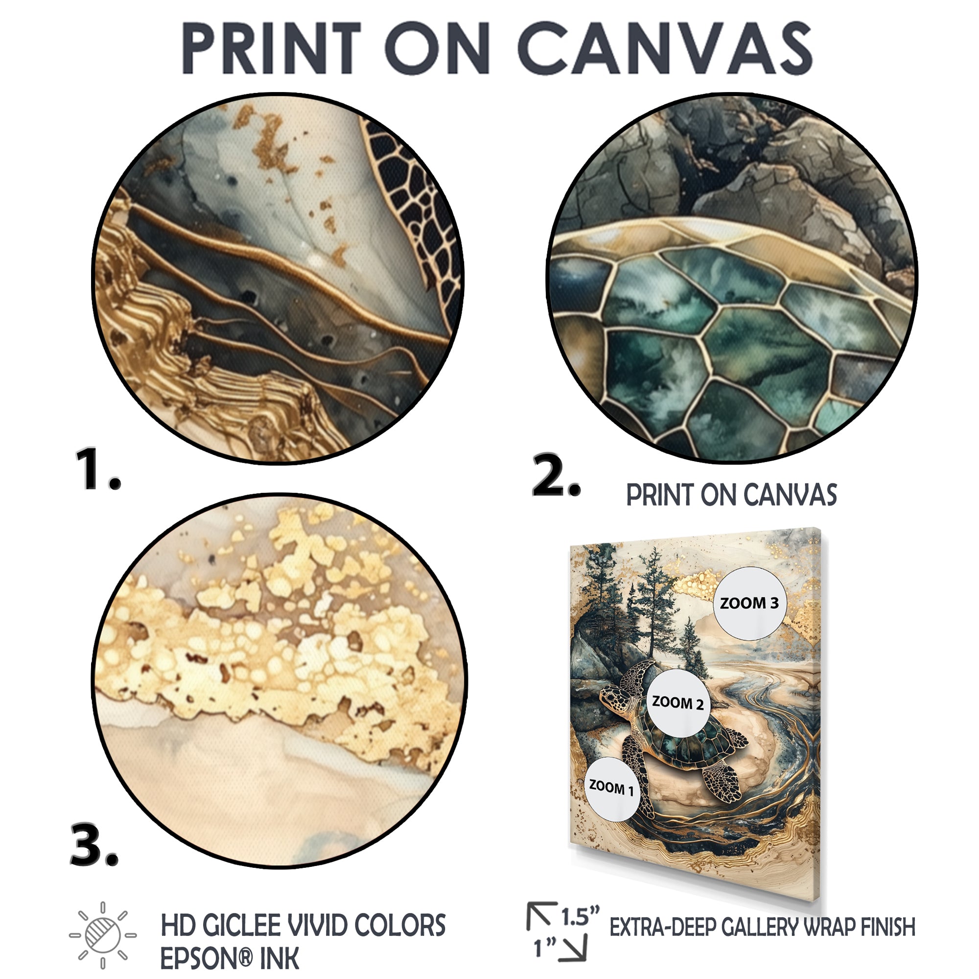 Turtle On Forest Landscape Collage - Turtle Wall Decor