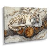 White Tiger In Winter Landscape Crystal - Tiger Framed Canvas Art