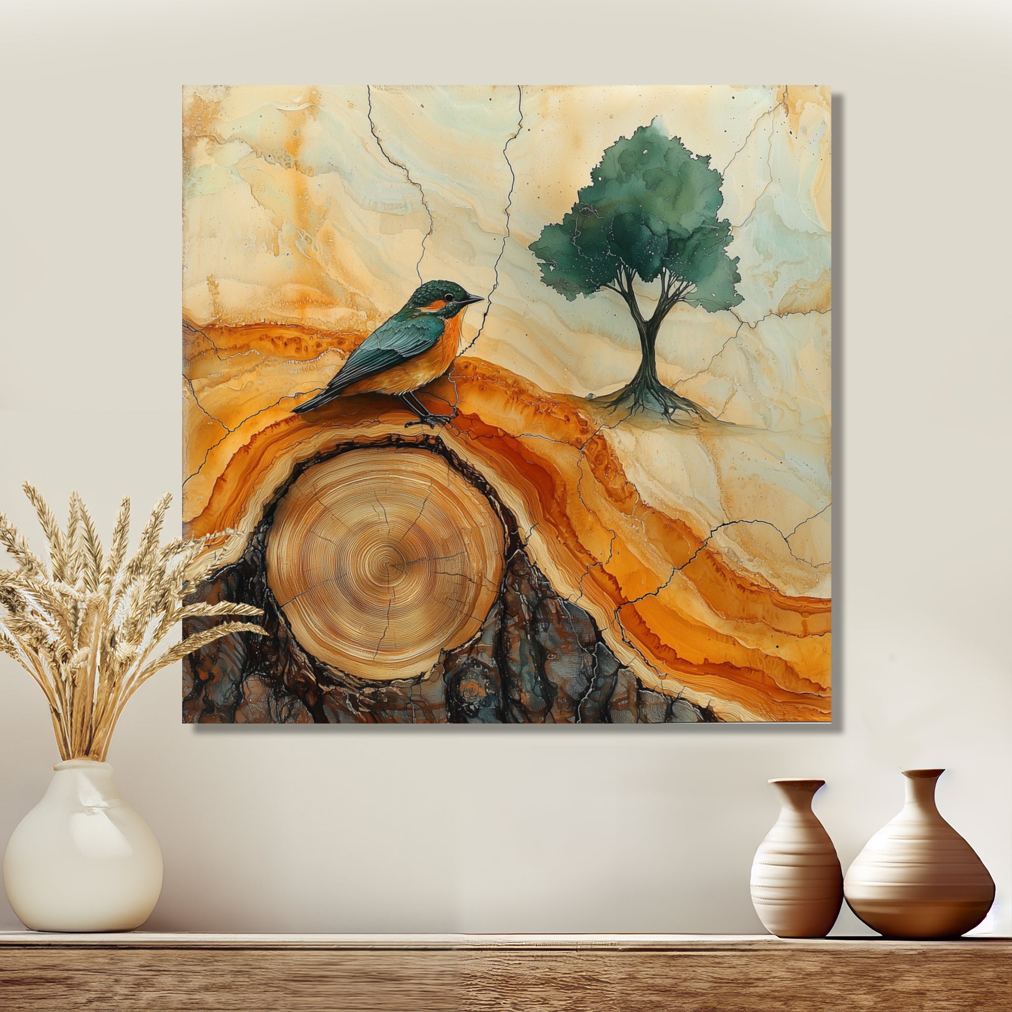 Pink Crystals Color World Map Wood Slide - Woodpecker Bird Wall Art Prints