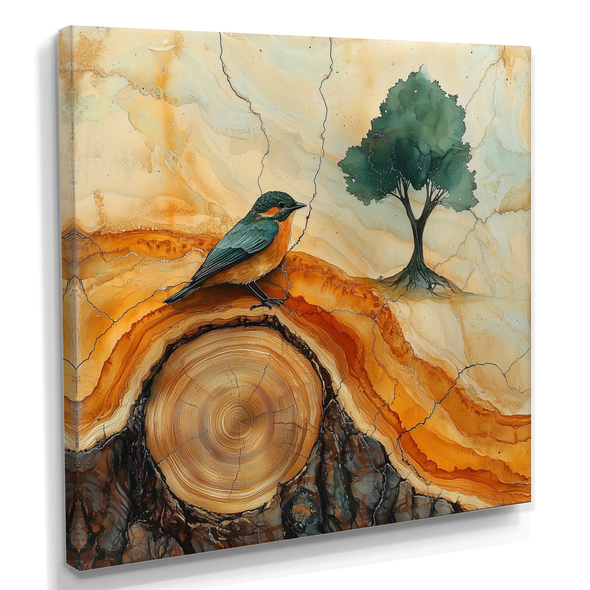 Pink Crystals Color World Map Wood Slide - Woodpecker Bird Wall Art Prints