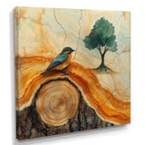 Pink Crystals Color World Map Wood Slide - Woodpecker Bird Wall Art Prints