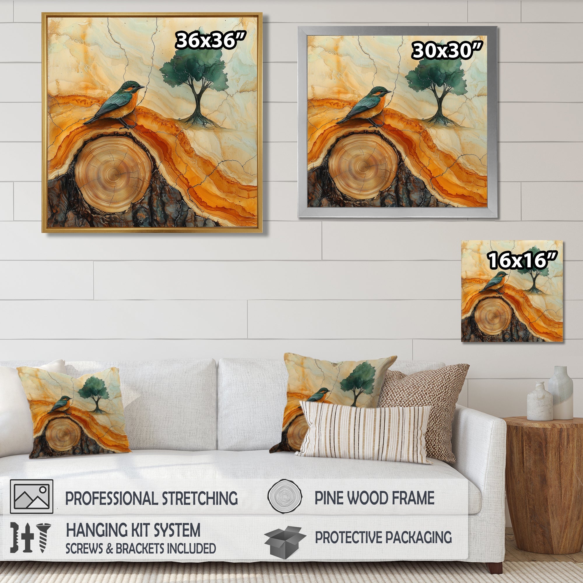 Pink Crystals Color World Map Wood Slide - Woodpecker Bird Wall Art Prints