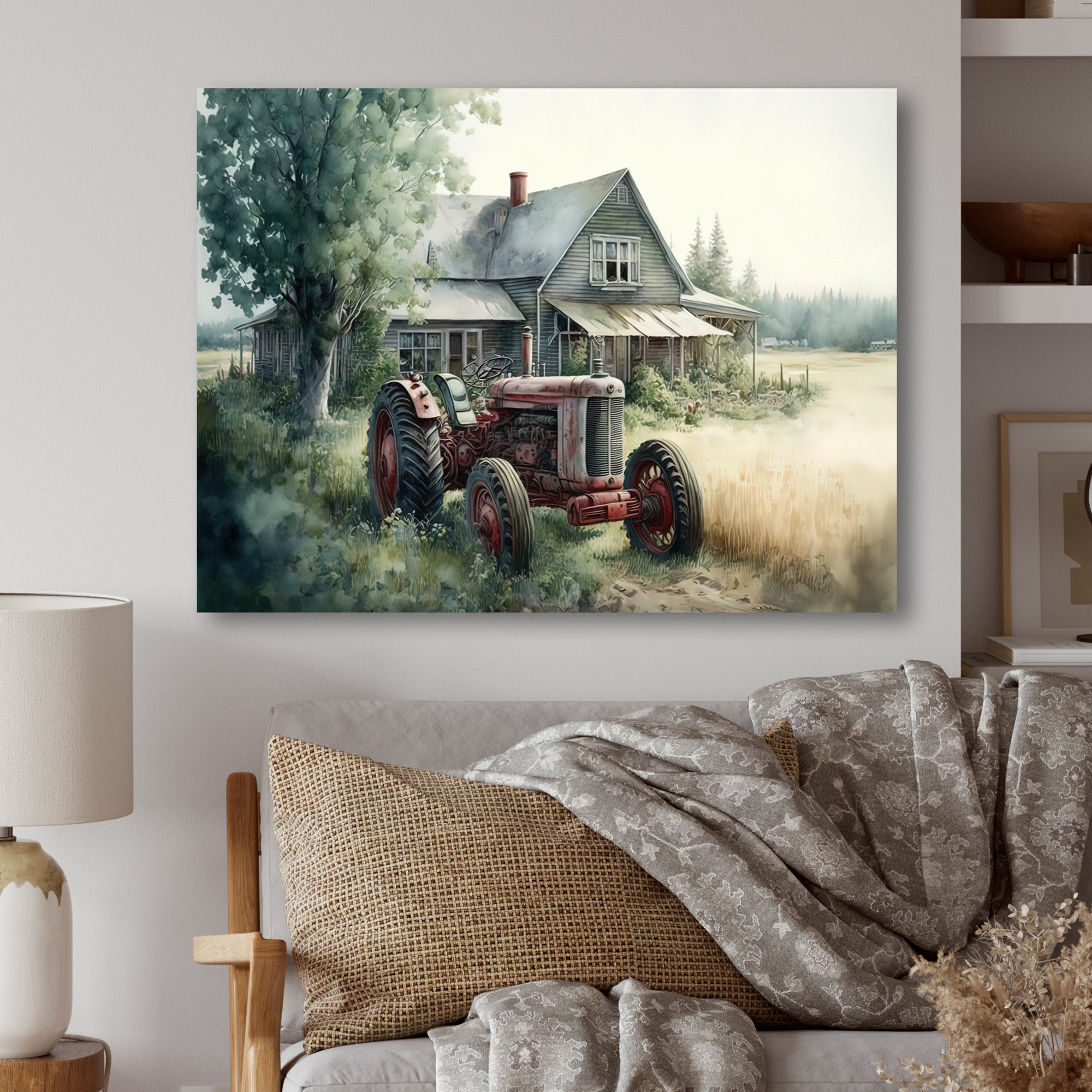 Tractor In Barn I - Truck Canvas Wall Art