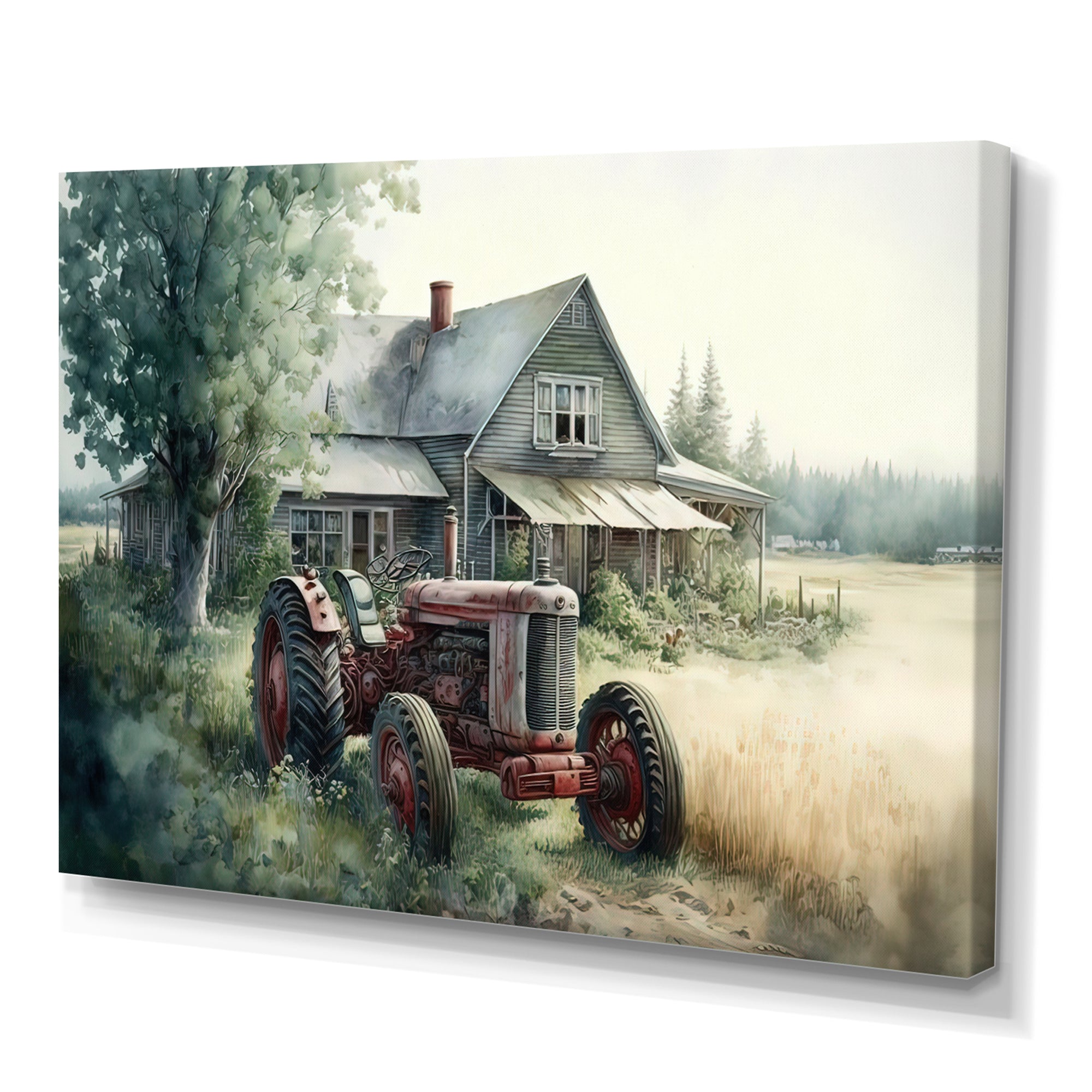 Tractor In Barn I - Truck Canvas Wall Art