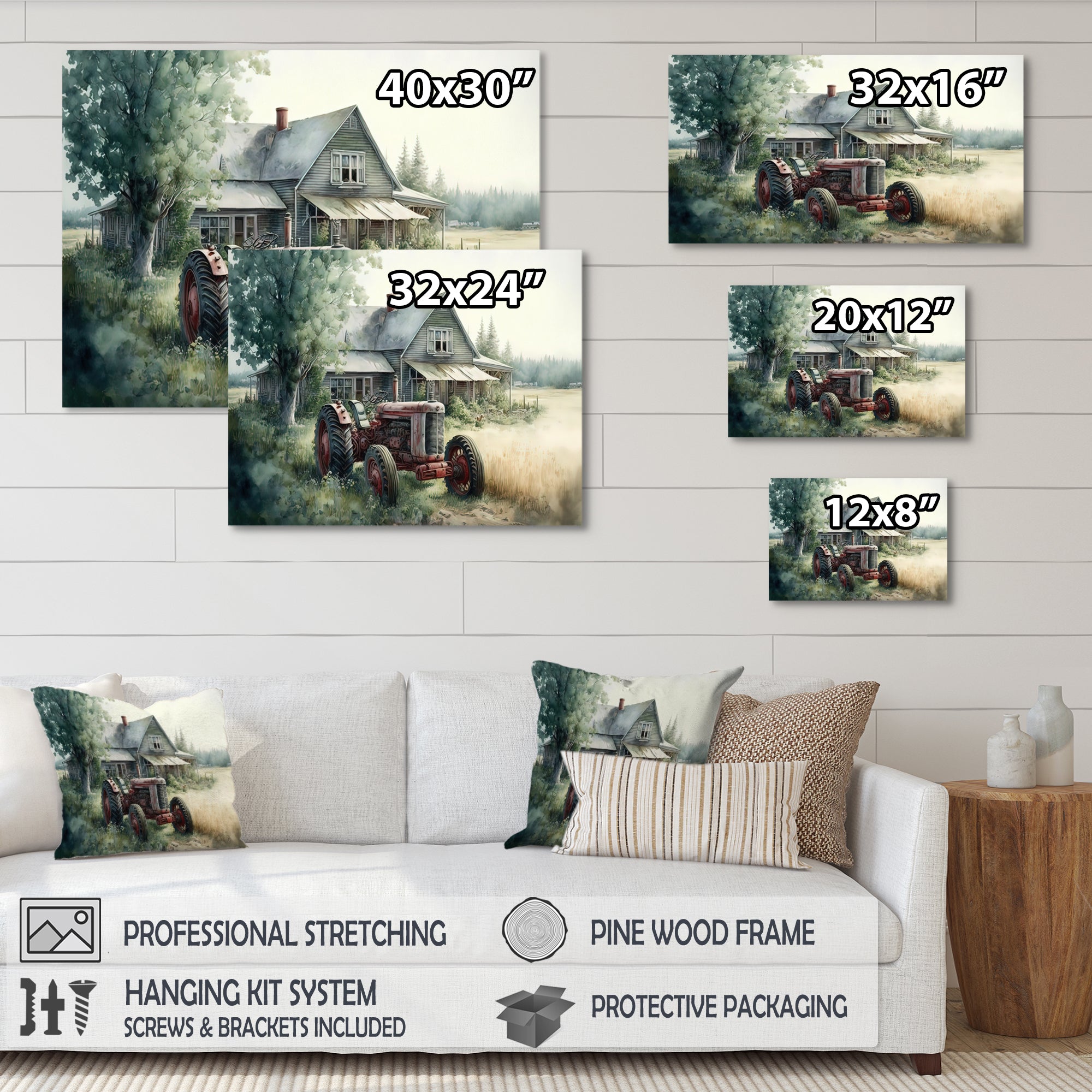 Tractor In Barn I - Truck Canvas Wall Art