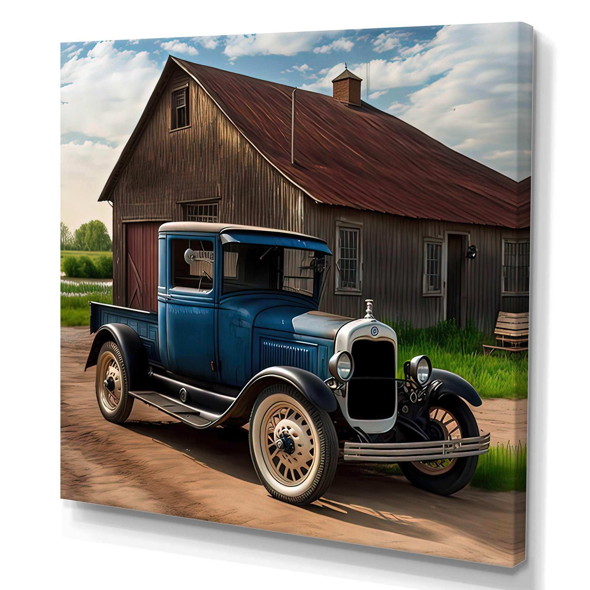 30S Ford Car In Barn II Canvas Canvas