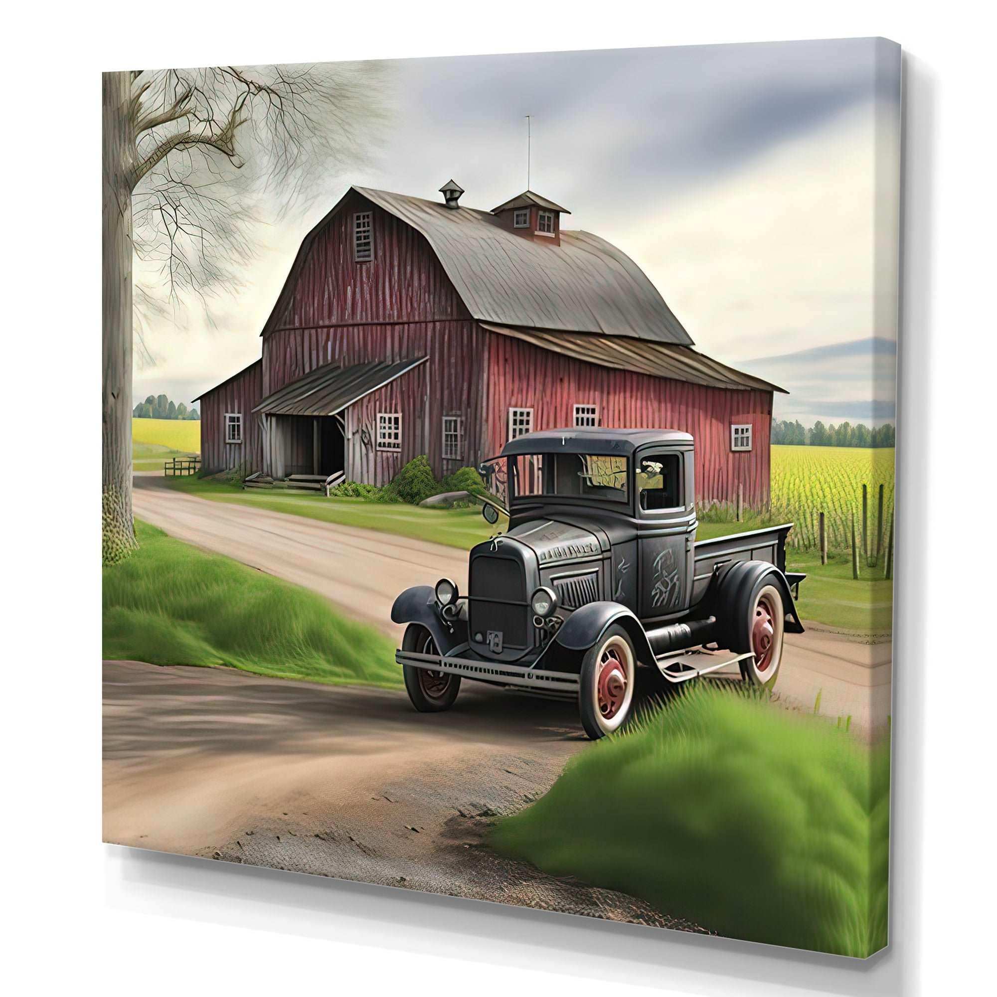 30S Ford Car In Barn III Canvas Canvas