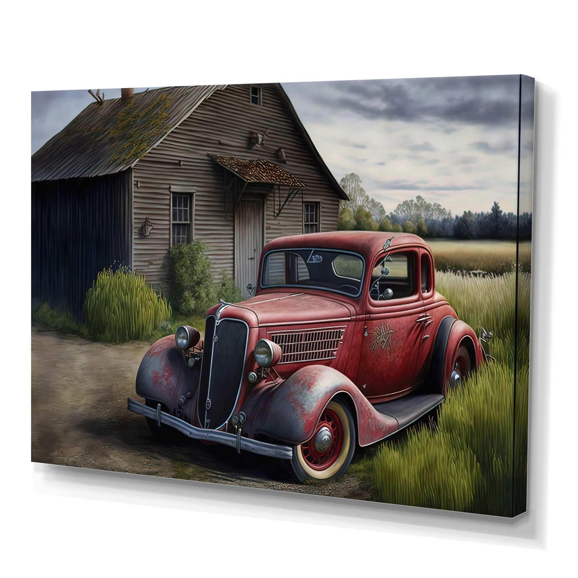 30S Ford Car In Barn VI Canvas Canvas