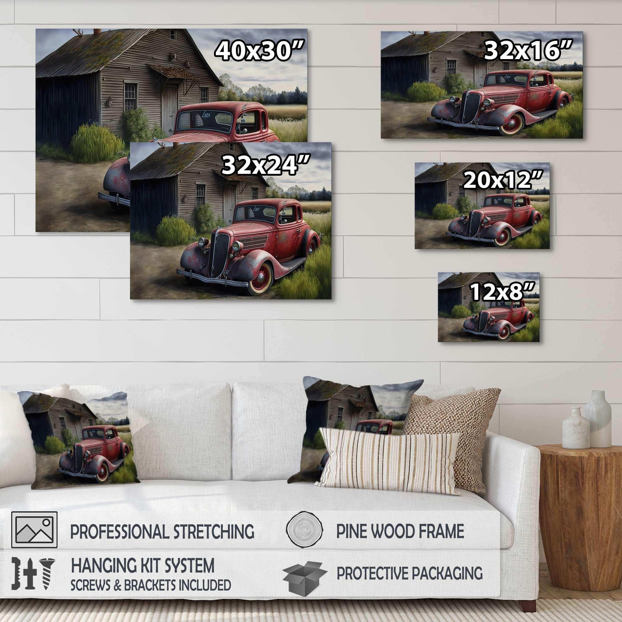 30S Ford Car In Barn VI Canvas Canvas