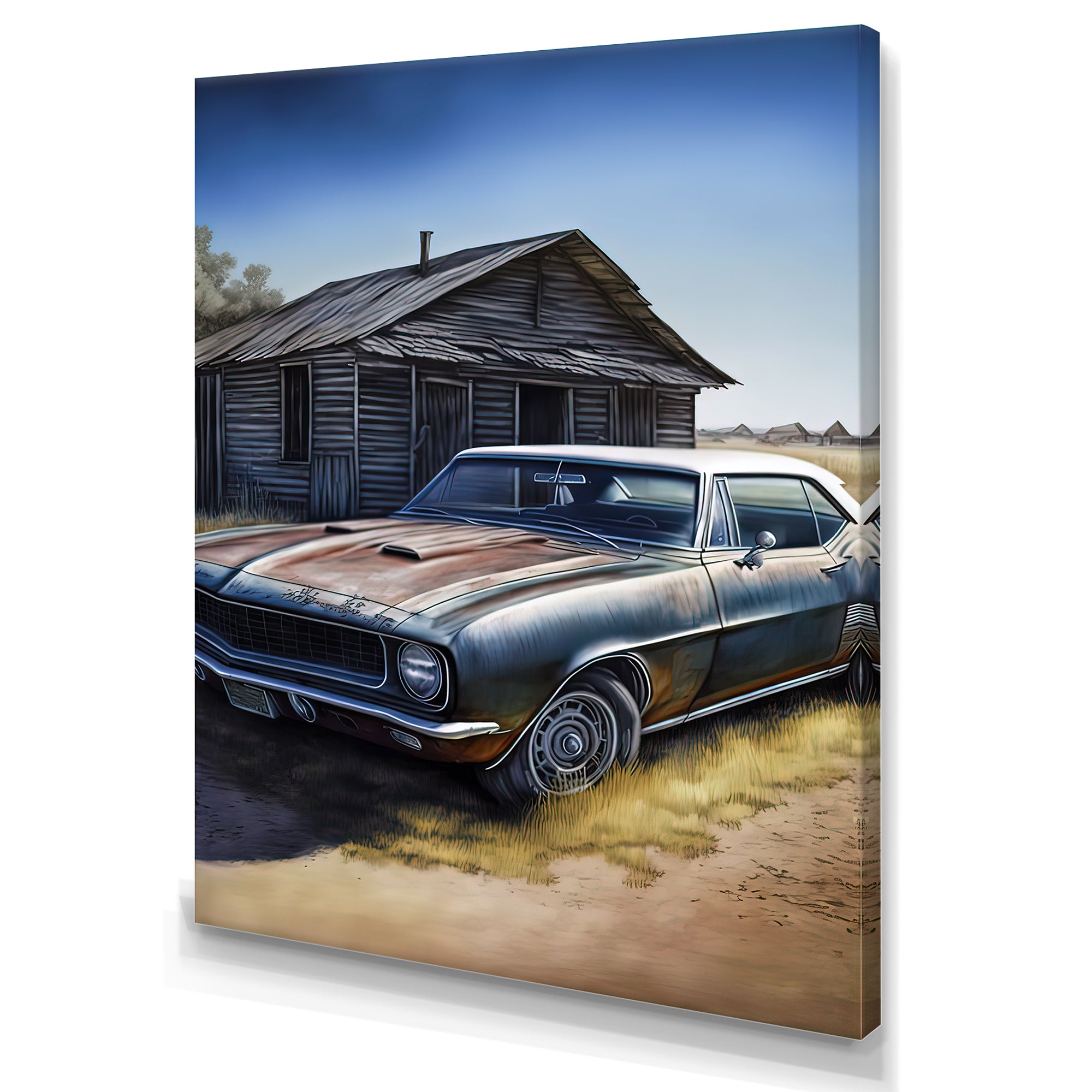 Old True In Barn - Car Old American Canvas Wall Art