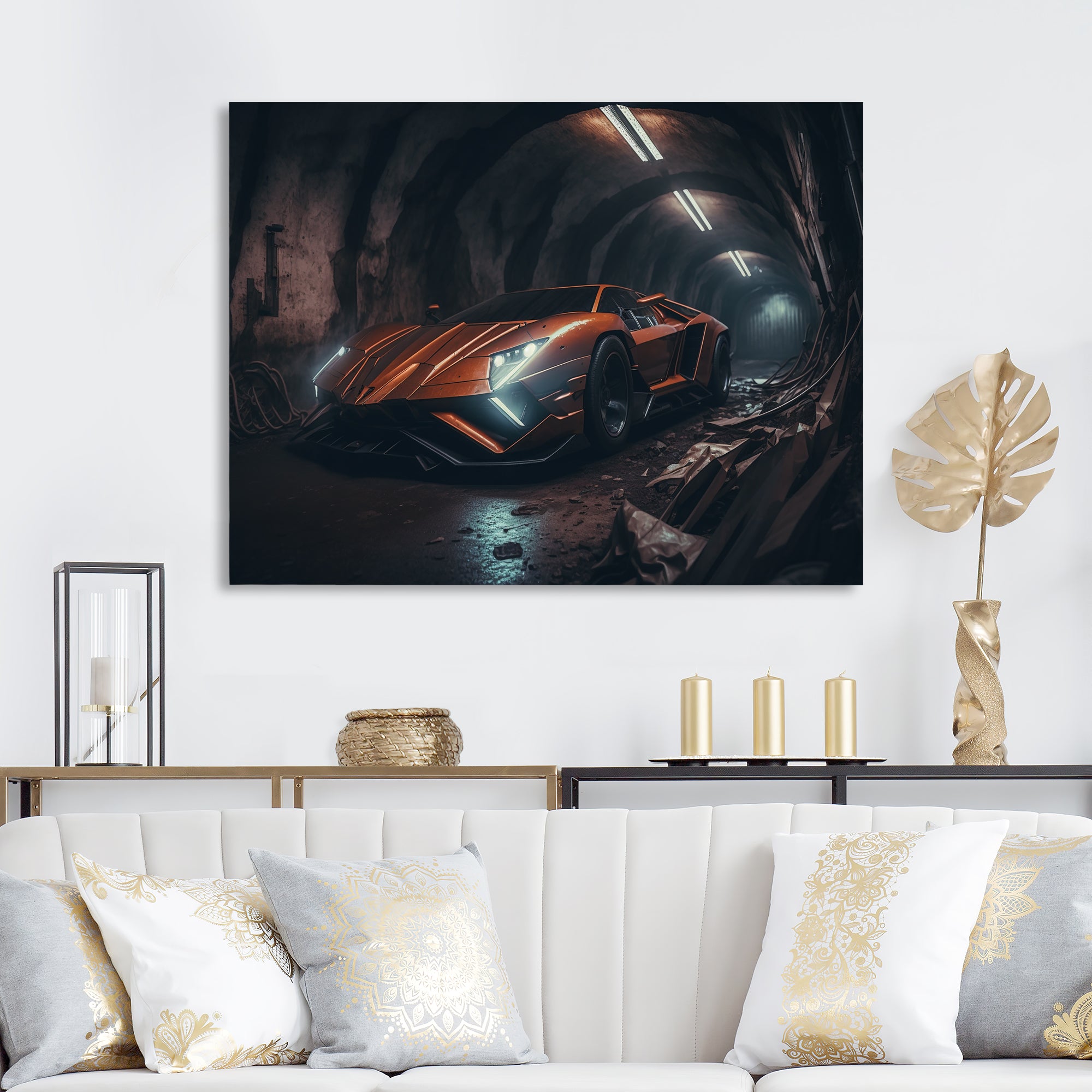 Orange Body kit Exotic Car Photography - Cars Race Exotic Canvas Wall Art