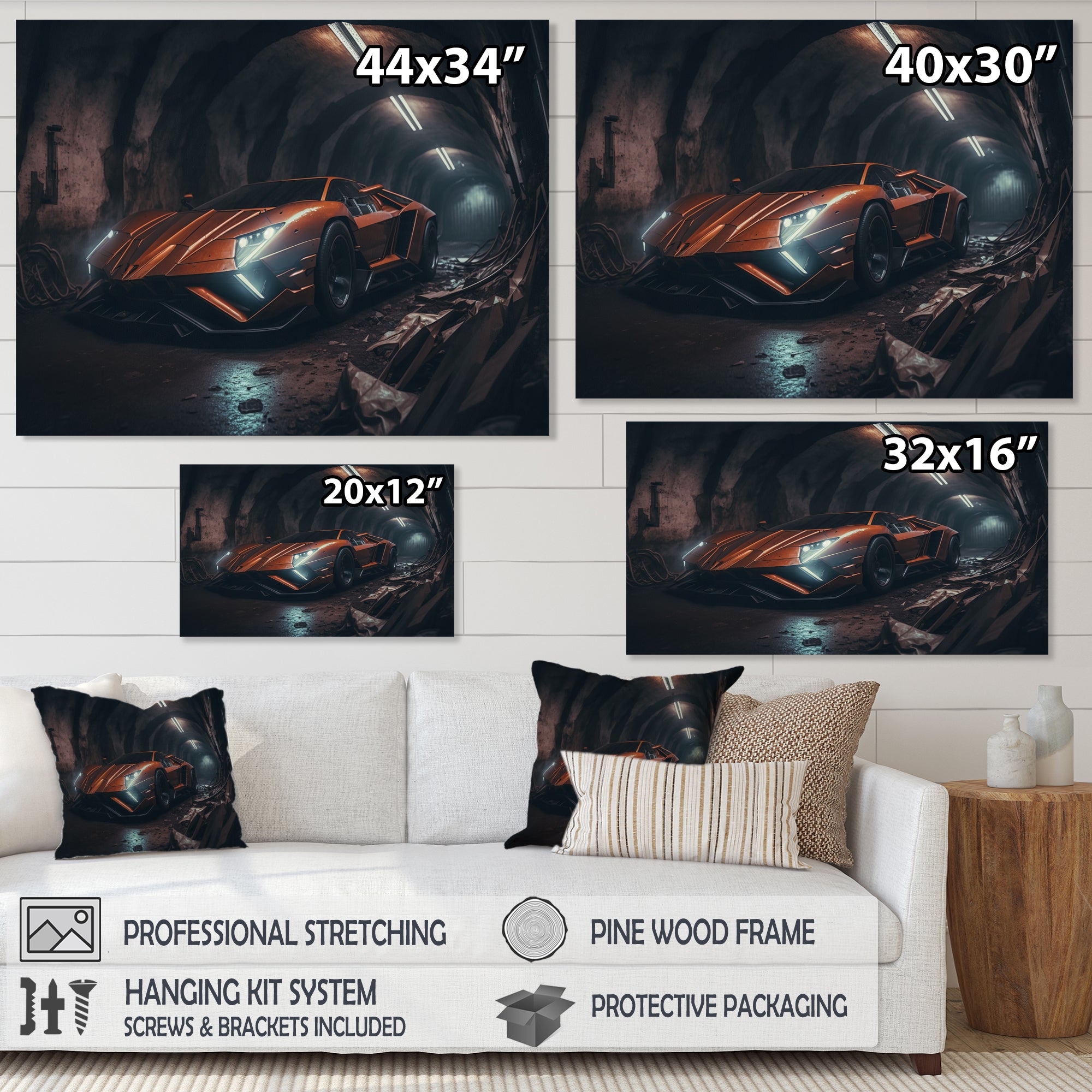 Orange Body kit Exotic Car Photography - Cars Race Exotic Canvas Wall Art