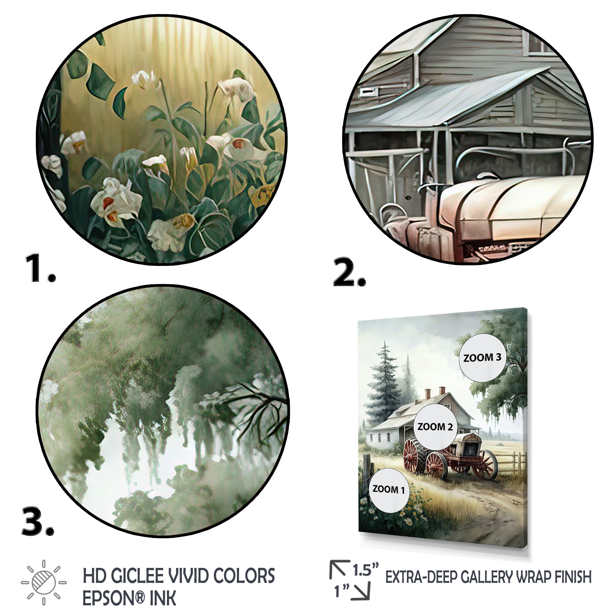 Tractor At The Barn In Summer I - Car Old American Canvas Wall Art