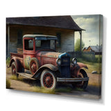 30s American Car At The Barn - Car Old American Canvas Wall Art