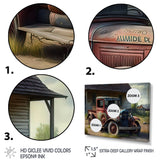 30s American Car At The Barn - Car Old American Canvas Wall Art