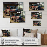 30s American Car At The Barn - Car Old American Canvas Wall Art