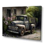 Vintage Car At The Barn - Car Old American Canvas Wall Art