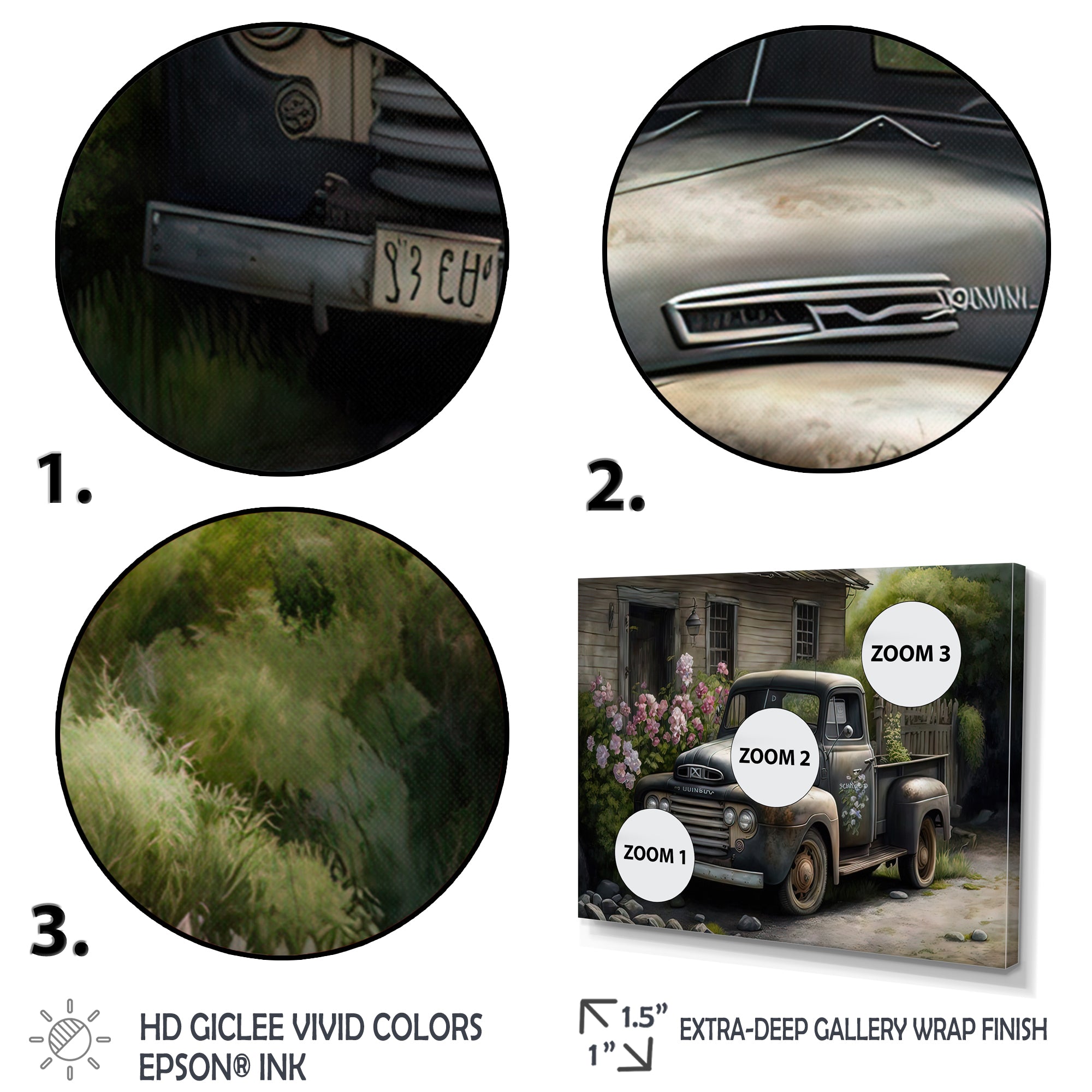 Vintage Car At The Barn - Car Old American Canvas Wall Art